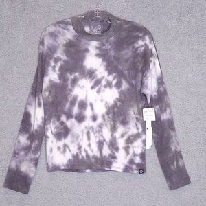 T&B Boys T-Shirt Gray White Tie Dye Long Sleeve‎ Stretch Crew Neck XL New
